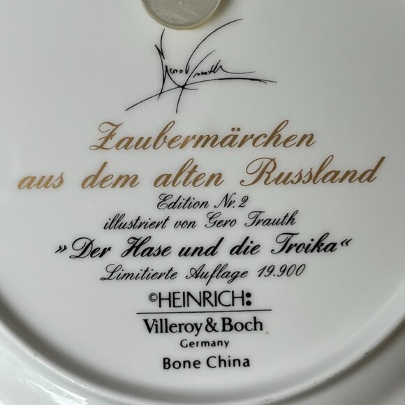 Heinrich Villeroy & Boch Russian Fairy Tale Plate The Hare & The Troika Germany - Picture 12 of 13